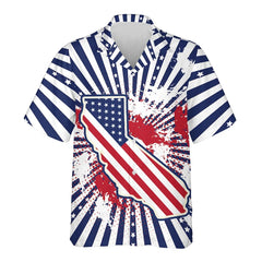 USA California Virginia Michigan Map Flag Graphic Shirts For Men Clothes America Florida Patriotic Lapel Blouse Male Shirt Tops