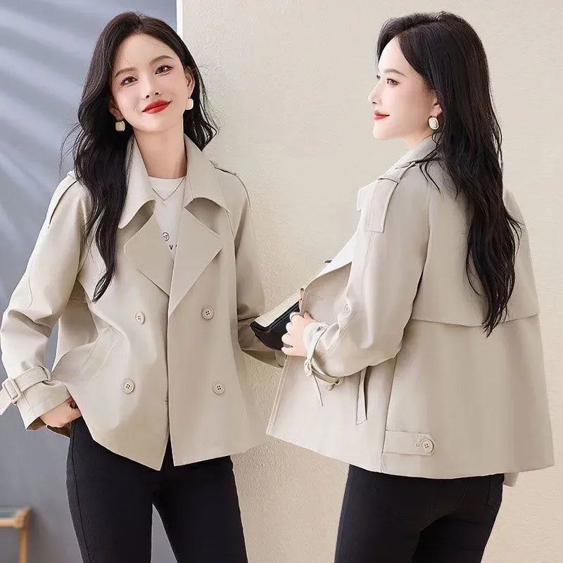2025 New Spring Autumn Trench Coat Female Korean Single Breasted Short Women Windbreaker Jacket Casual Ladies Outerwear Top