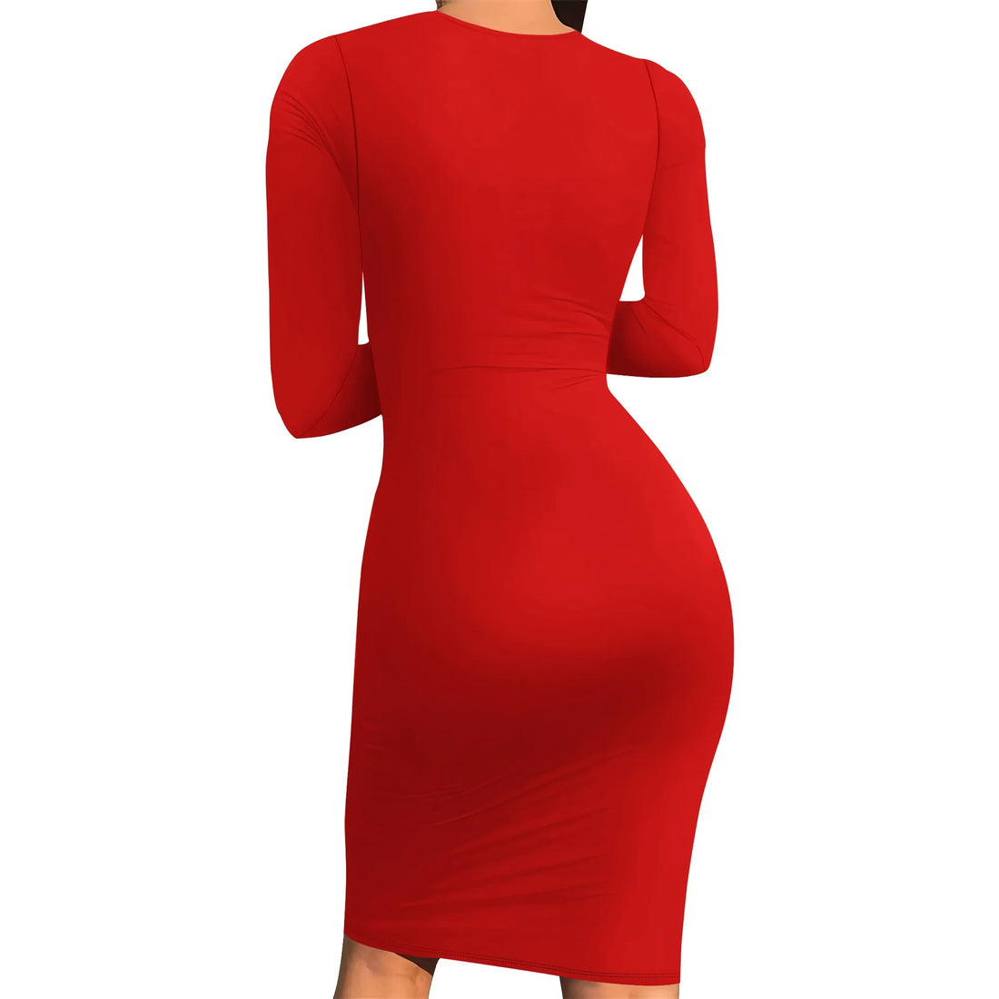 Women's Casual Basic Pencil Dress Sexy Long Sleeve Bodycon Midi Club Dress