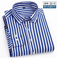 Spring summer men's long-sleeved shirt elastic anti-wrinkle tooling business casual free ironing comfortable breathable slim fit