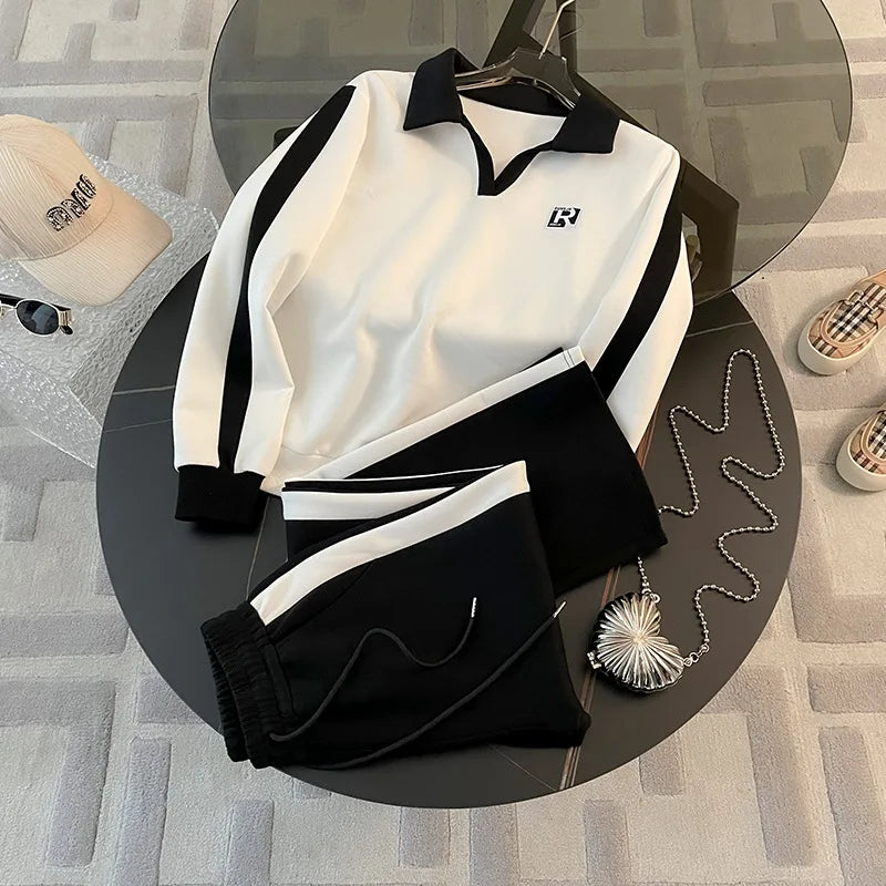 Sports Suit Women's Spring and Autumn New Fashion Versatile Loose Western-style Top Casual Pants Two-piece Set