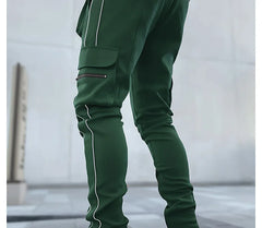 Mens Brand Gym Joggers Cargo Pants Multi-Pocket Reflect Straight Sports Fitness Casual Clothing Fashion Trousers Sweatpants