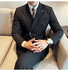 2024 Spring New Ins British Style (suit + Trousers) Trend Slim-fit Business Gentleman Men's Suit Suit Large Size Two-piece Set