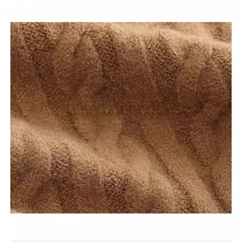Women's Clothing Korean Long Sleeve High-neck Autumn Winter Solid Color Pullover Sweater Knitted Screw Thread Casual Retro Tops