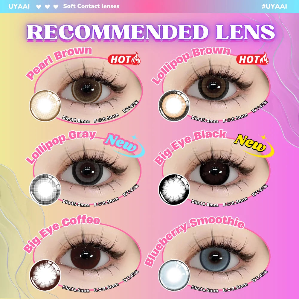 UYAAI 15mm Big Diameter Black Lenses 14.5mm Lenses  Colored Contact Lenses for Eyes Big Eye Lenses Natural Look Lenses