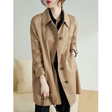 Casual Windbreaker Women Mid-Length Spring And Autumn 2025 New Korean Fashion Long Sleeve Trench Coat Female Slim Overcoat T839