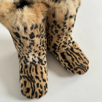 Winter Fur Shoes Women Real Rabbit Fur Boots Women Plush Warm Snow Boots Luxury Fashion Footwear Girls Furry Fur Boots