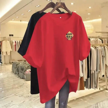Summer New Elegant Loose Pure Cotton Short Sleeve Tshirt Women Clothing Fashion All-match Letter Print Top Tee Lady Y2k Pullover