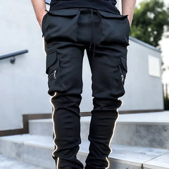 Mens Brand Gym Joggers Cargo Pants Multi-Pocket Reflect Straight Sports Fitness Casual Clothing Fashion Trousers Sweatpants