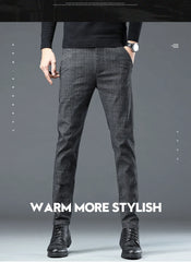 Spring Autumn Korea Business Men Pants Cotton Comfortable Elastic Plaid Casual Fashion Trousers Male Suit Pant