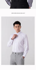 New Men's Solid Color Business Shirt Formal Fashion Thin Classic Basic Casual Slim White Long Sleeve Social Shirt Brand Clothes