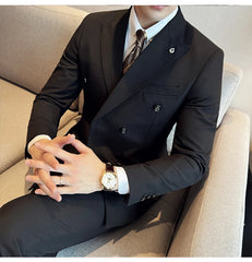 2024 Spring New Ins British Style (suit + Trousers) Trend Slim-fit Business Gentleman Men's Suit Suit Large Size Two-piece Set