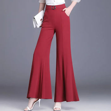 Spring Autumn High Waist Pants Women Original Streetwear 2026 New Casual Vintage Elastic Big Foot Pants Female Trousers T1541