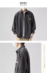 Fashionable and Comfortable Men's Loose Casual Shirt with Thick Long-Sleeve Corduroy, Versatile Top