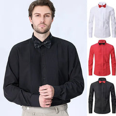 American size men's long-sleeved tuxedo shirt Spring summer business casual non-ironing high quality fashion slim solid color