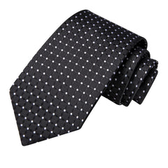 Hi-Tie Black White Dot Silk Luxury Tie for Man Accessory Men Fashion Necktie Handkerchief Cufflink for Tuxedo Classic Gift