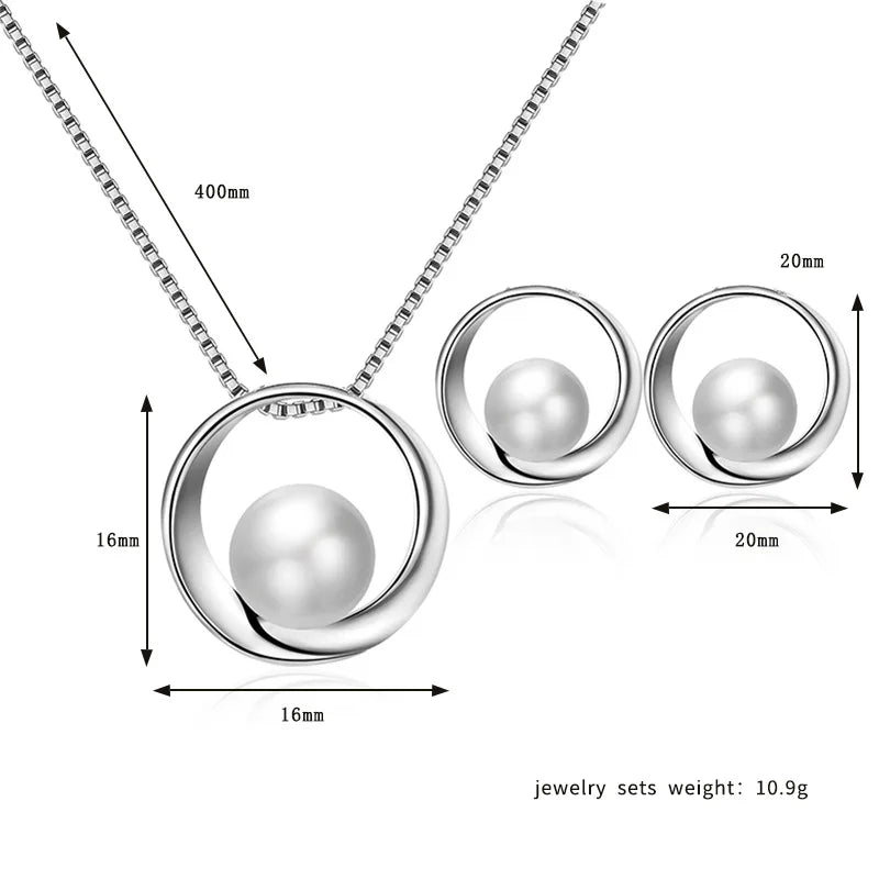 Fashion Imitate Pearl Necklace Earrings Bridal Jewelry Set For Women Girls Anniversary Gift Trendy Jewelry Wholesale