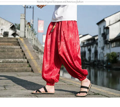 FGKKS 2023 Outdoor Brand Pants For Men Lce Silk Dragon Dark Flower Loose Bloomers High Quality Wide Leg Casual Pants Male