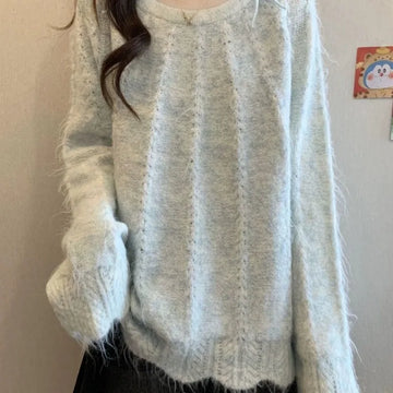 Bow Knot Korean Style Sweater 2025 New Slim Pullover Autumn Winter Top Temperament Loose