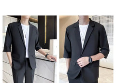 2022 Summer Business Casual Men's Suit Pants Set Loose Jacket Blazer Trousers Two Piece Set Office Professional Suit Tracksuit