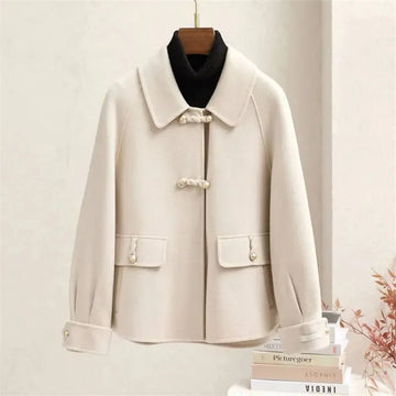 High-End Short Double-Sided Fleece Wool Jacket Women 2026 New Autumn Winter Elegant Solid Color Woolen Coat Female Fashion T1571