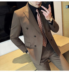 2024 Spring New Ins British Style (suit + Trousers) Trend Slim-fit Business Gentleman Men's Suit Suit Large Size Two-piece Set