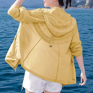 2025 New Women Hooded Thin Sun Protection Clothing Summer Fashion Long Sleeve Zipper Slim Coat Female Jacket Casual Outwear T979