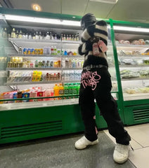 Minus Two Pink LOGO Black Cargo Long Pants Y2k Fashion Men Women Clothing Gym Basketball Minustwo Multi-pocket Style Trousers