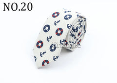 Novelty Cartoon Linen Tie For Men Cute Cat Polar Bear Waves Pattern Skinny Necktie For Men Women Casual Party Slim Cravat Gift