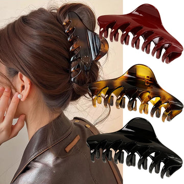 New Retro Korean Acetate Hair Claw Large Crab Hair Clips Shark Clip Simple Hairpin Ponytail Fashion Hair Accessories Woman Girls