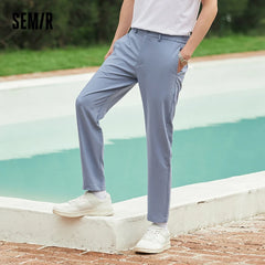 Semir Suit Trousers Men Summer Slim-Fit Thin Nine-Point Quick-Drying Pants Business Trousers Black Casual Pants