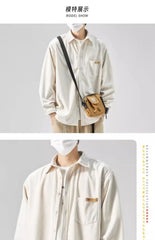 Fashionable and Comfortable Men's Loose Casual Shirt with Thick Long-Sleeve Corduroy, Versatile Top