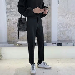 Draped Slim Fit Men's Suit Pants Smooths Your Silhouette Youth Korean Trendy Business Casual Trousers Nine Points