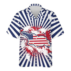 USA California Virginia Michigan Map Flag Graphic Shirts For Men Clothes America Florida Patriotic Lapel Blouse Male Shirt Tops