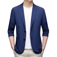 Men Blazer Solid Anti-Wrinkle Ultra Thin Suit Jacket Spring Autumn Breathable Stretch Casual Suit Plus Size Lightweight Blazers