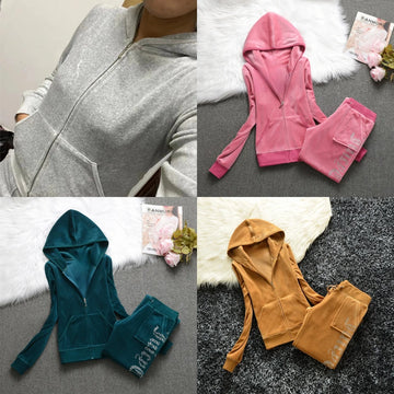 Winter Velvet Tracksuit for Women: Heavy Duty Fleece Lined Hoodie and Pants Set | Solid Color Warm Jogger Outfit