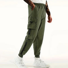 Classic Design Multi Flap Pockets Cargo Pants,Men's Loose Fit Drawstring Harem Cargo Jogger Pants