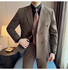 2024 Spring New Ins British Style (suit + Trousers) Trend Slim-fit Business Gentleman Men's Suit Suit Large Size Two-piece Set