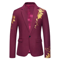 Men's One-button Suit New Fashion Printing Leisure Slim Suit Business Banquet Wedding Dress Suit Men's Blazer