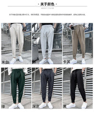 2023 Summer Elastic Waist Drape Suit Pants Men Business Office Casual Pants Male Fashion Loose Social Party Formal Trousers