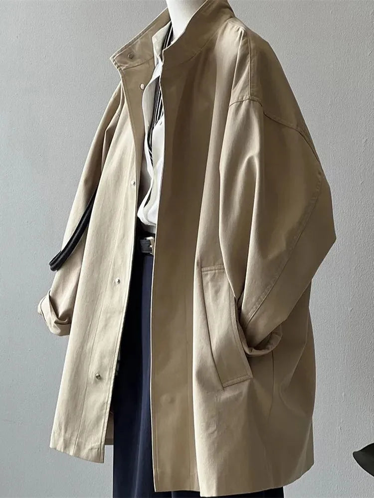 Female Trench Outwear 2025 Spring Autumn Ladies Lined Jacket Korean Women Solid Color Short Windbreaker Coat Outerwear