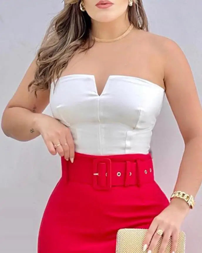 Dresses for Women 2023 Party Wedding Guest Valentine's Day Colorblock Heart Floral Print Casual Skinny Sexy Dress With Belt