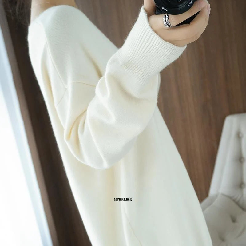 Size 4XL 150kg Women's Sweater Autumn Winter Knitted Pullovers V-neck Slim Solid Color Soft Knitwear Long Sleeve Tops