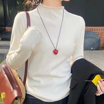 Knitted Sweater Women Pullovers New Long Sleeve Ruffled Collar Knit Sweater Pullover Women Tops Sweaters Sueters De Mujer Q755