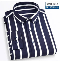 Spring summer men's long-sleeved shirt elastic anti-wrinkle tooling business casual free ironing comfortable breathable slim fit