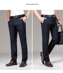 Men's Casual Trousers Business Formal Ice Silk Pants Summer Thin Straight-leg Loose-fit Pants For Middle-aged Men