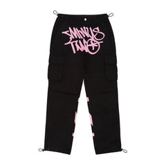 Minus Two Pink LOGO Black Cargo Long Pants Y2k Fashion Men Women Clothing Gym Basketball Minustwo Multi-pocket Style Trousers