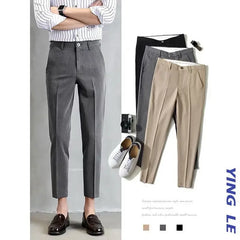 Draped Slim Fit Men's Suit Pants Smooths Your Silhouette Youth Korean Trendy Business Casual Trousers Nine Points