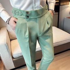 High Waisted Suit Pants for Men 2024 New Solid Color Formal Pantalones Hombre Casual Slim Fit Dress Pants Trousers Men Clothing