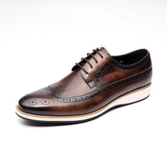 High Grade Men Leather Shoes Formal Office Derby Oxfords Elegant Daily Casual Business Lace Up Fashion Men Suits Shoes  Handmade